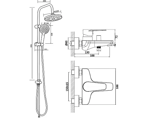 Заказать Душевая система Orange Flipo M23-933cr Хром в магазине сантехники Santeh-Crystal.ru