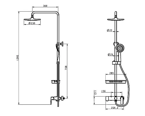 Заказать Душевая система Orans OLS-7003 7003wx Черная матовая в магазине сантехники Santeh-Crystal.ru