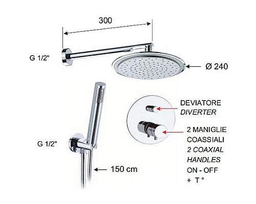 Купить Душевая система Remer Minimal Thermo NT09S02 Хром в магазине сантехники Santeh-Crystal.ru