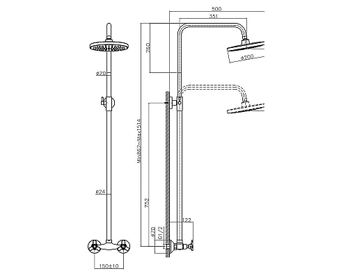Купить Душевая система Rossinka Q02-44 Хром в магазине сантехники Santeh-Crystal.ru