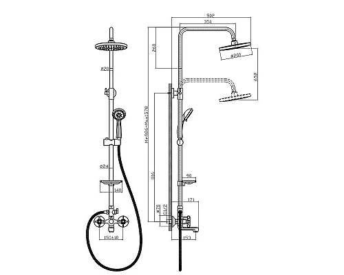 Приобрести Душевая система Rossinka RS42-46 Хром в магазине сантехники Santeh-Crystal.ru