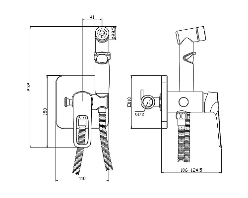 Купить Гигиенический душ со смесителем Rossinka RS46-51 Хром в магазине сантехники Santeh-Crystal.ru