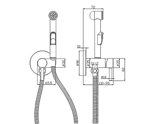 Приобрести Гигиенический душ со смесителем Rossinka X25-51 Хром в магазине сантехники Santeh-Crystal.ru