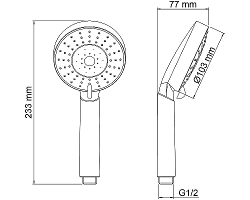 Заказать Ручной душ WasserKRAFT A032 Хром в магазине сантехники Santeh-Crystal.ru