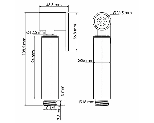Купить Гигиенический душ WasserKRAFT A232 Белый матовый в магазине сантехники Santeh-Crystal.ru