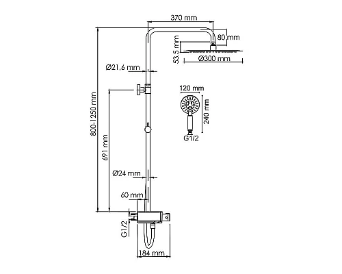 Купить Душевая система WasserKRAFT A113.116.058.CH Thermo с термостатом Хром Белая в магазине сантехники Santeh-Crystal.ru