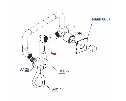 Приобрести Гигиенический душ со смесителем WasserKRAFT A08657 Никель в магазине сантехники Santeh-Crystal.ru