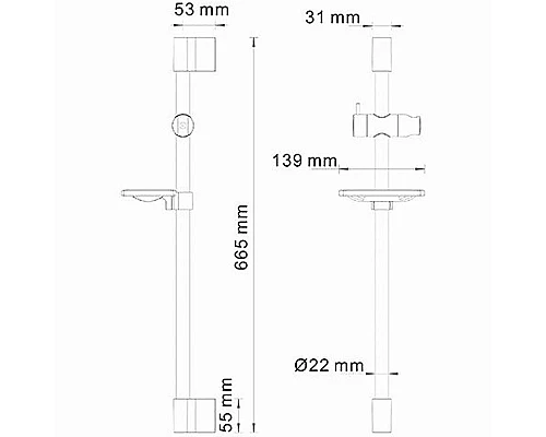 Заказать Душевая штанга WasserKRAFT A063 Хром в магазине сантехники Santeh-Crystal.ru