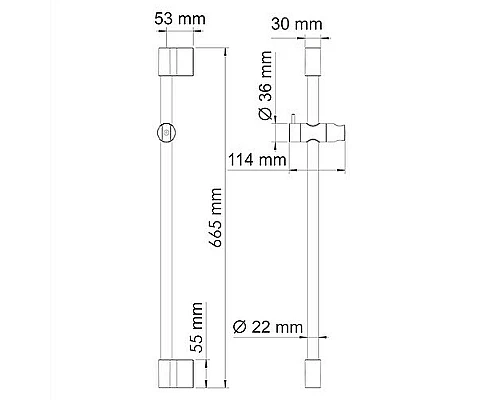 Купить Душевая штанга WasserKRAFT A076 Черная матовая Хром в магазине сантехники Santeh-Crystal.ru
