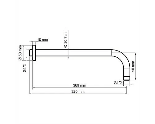 Заказать Кронштейн для верхнего душа WasserKRAFT A079 Черный матовый Хром в магазине сантехники Santeh-Crystal.ru