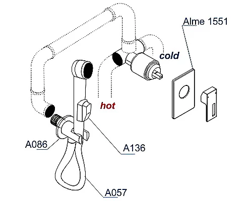Заказать Гигиенический душ со смесителем WasserKRAFT Alme A15157 Хром в магазине сантехники Santeh-Crystal.ru