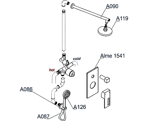 Купить Душевая система WasserKRAFT Alme A16590 Хром в магазине сантехники Santeh-Crystal.ru