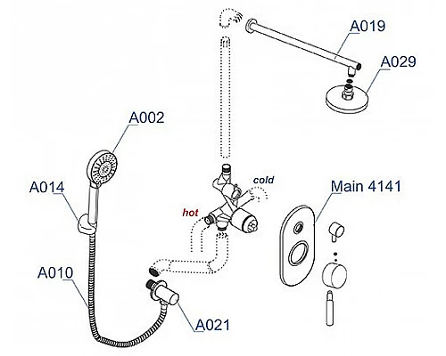 Купить Душевая система WasserKRAFT Main A14129 Хром в магазине сантехники Santeh-Crystal.ru