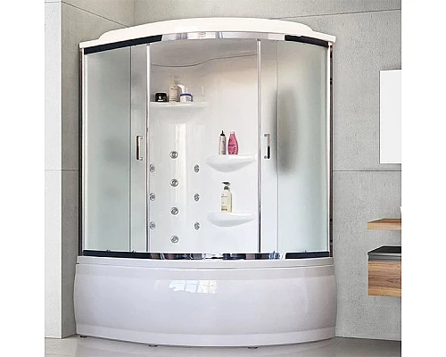 Заказать Душевой бокс Royal Bath ALP 170х100 RB170ALP-C-CH-L с гидромассажем стекло матовое задняя стенка Белая в магазине сантехники Santeh-Crystal.ru
