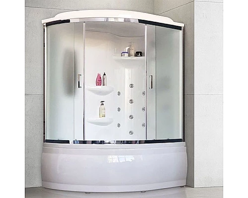 Приобрести Душевой бокс Royal Bath ALP 170х100 RB170ALP-C-CH-R с гидромассажем стекло матовое задняя стенка Белая в магазине сантехники Santeh-Crystal.ru