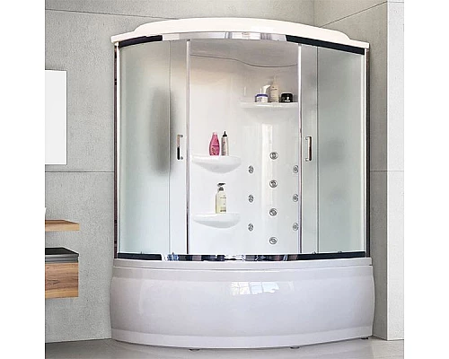 Заказать Душевой бокс Royal Bath ALP 150х100 RB150ALP-C-CH-R с гидромассажем стекло матовое задняя стенка Белая в магазине сантехники Santeh-Crystal.ru