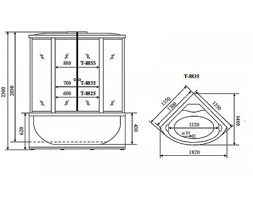 Приобрести Душевой бокс Timo Comfort 135x135 T-8835C с гидромассажем в магазине сантехники Santeh-Crystal.ru