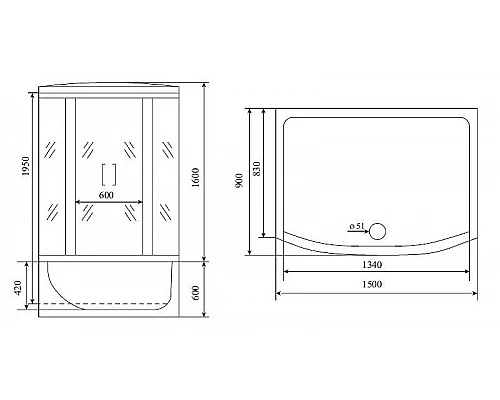 Купить Душевой бокс Timo Lux 150x90 T-7750 с гидромассажем в магазине сантехники Santeh-Crystal.ru
