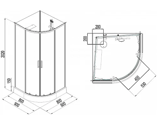 Купить Душевая кабина Aquanet Passion EVO R Black 90х90 267257 без гидромассажа в магазине сантехники Santeh-Crystal.ru