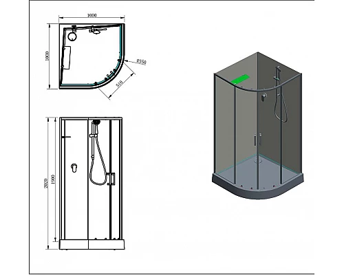 Заказать Душевая кабина Aquanet Passion EVO R White 100х100 281965 без гидромассажа в магазине сантехники Santeh-Crystal.ru