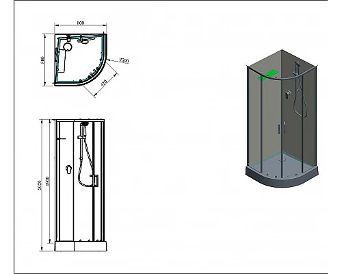 Заказать Душевая кабина Aquanet Passion EVO R Black 80х80 281984 без гидромассажа в магазине сантехники Santeh-Crystal.ru