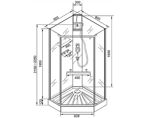 Купить Душевая кабина Cerutti SPA Chika 90х90 901B без гидромассажа в магазине сантехники Santeh-Crystal.ru