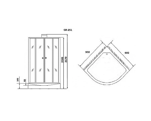Купить Душевая кабина Grossman GR251 90x90 Черная без гидромассажа в магазине сантехники Santeh-Crystal.ru
