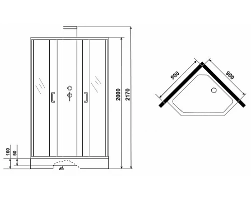 Приобрести Душевая кабина Grossman Elegans 90x90 GR251D без гидромассажа в магазине сантехники Santeh-Crystal.ru