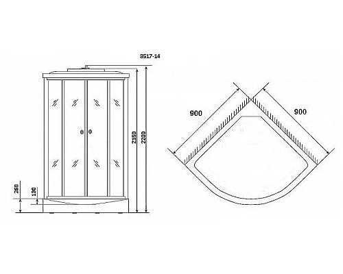 Купить Душевая кабина Niagara Classic 90x90 NG-3517-14 с гидромассажем в магазине сантехники Santeh-Crystal.ru