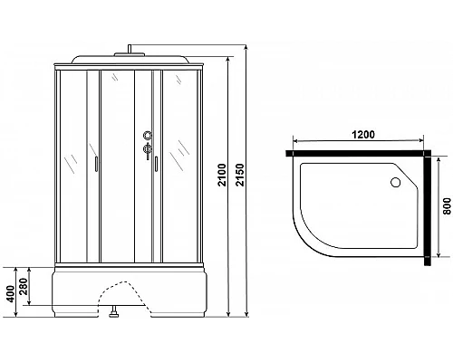 Купить Душевая кабина Niagara Classic NG-2510-14R 120x80 без гидромассажа в магазине сантехники Santeh-Crystal.ru