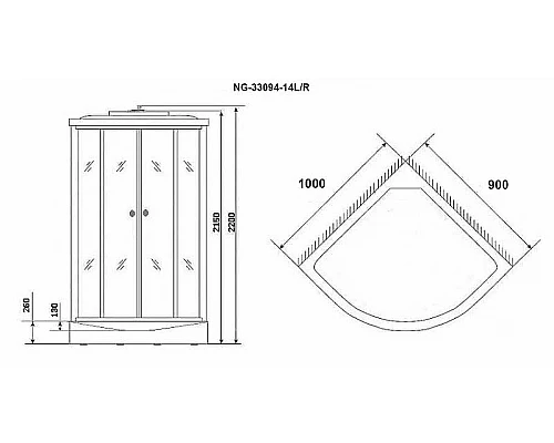 Заказать Душевая кабина Niagara Classic 100х90 R NG-33094R без гидромассажа в магазине сантехники Santeh-Crystal.ru