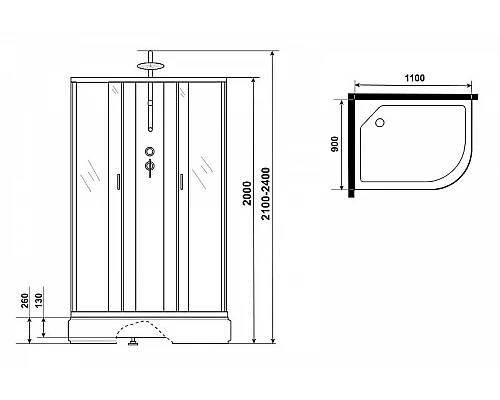Приобрести Душевая кабина Niagara Classic 110х90 L NG-33194-14LBKTG с гидромассажем в магазине сантехники Santeh-Crystal.ru