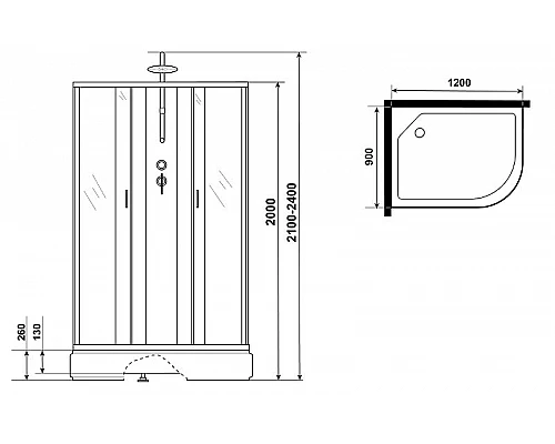Купить Душевая кабина Niagara Classic 120х90 L NG-33294-14LBKT без гидромассажа в магазине сантехники Santeh-Crystal.ru