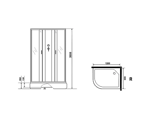 Заказать Душевая кабина Niagara Classic 120х90 R NG-33294-14RBK без гидромассажа в магазине сантехники Santeh-Crystal.ru