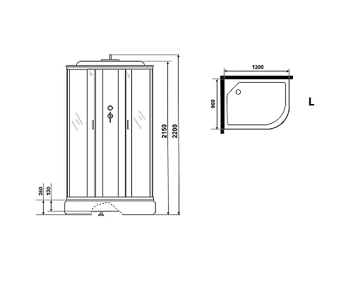 Заказать Душевая кабина Niagara Classic 130х90 L NG-33394-14LBK без гидромассажа в магазине сантехники Santeh-Crystal.ru