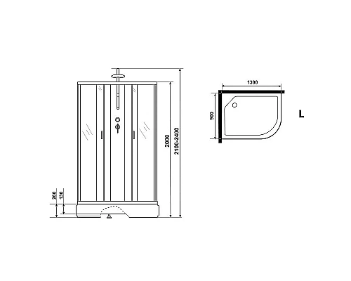 Заказать Душевая кабина Niagara Classic 130х90 L NG-33394-14LBKTG с гидромассажем в магазине сантехники Santeh-Crystal.ru