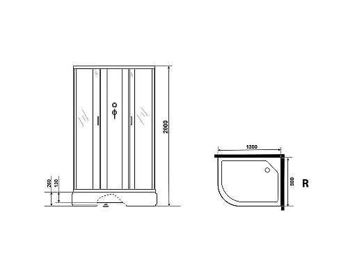 Заказать Душевая кабина Niagara Classic 130х90 R NG-33394-14RBKG с гидромассажем в магазине сантехники Santeh-Crystal.ru