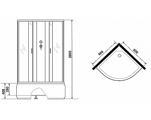 Приобрести Душевая кабина Niagara Classic 80х80 NG-6707-14BKG с гидромассажем в магазине сантехники Santeh-Crystal.ru