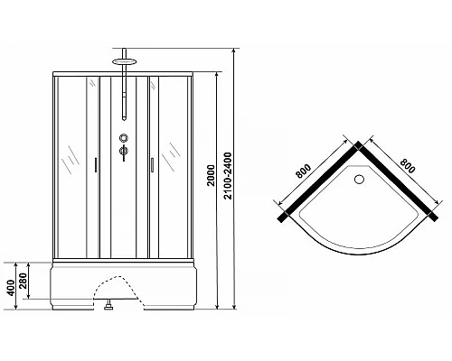Приобрести Душевая кабина Niagara Classic 80х80 NG-6707-14BKT без гидромассажа в магазине сантехники Santeh-Crystal.ru
