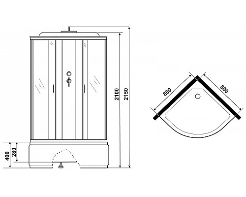 Приобрести Душевая кабина Niagara Classic 80х80 NG-6707-14G с гидромассажем в магазине сантехники Santeh-Crystal.ru