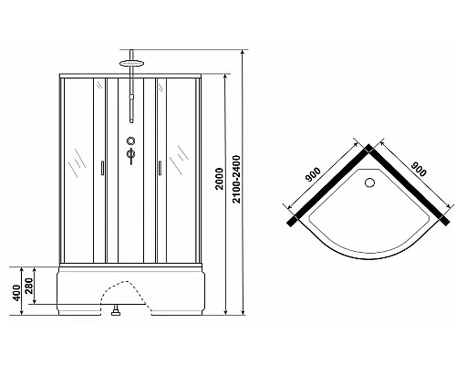 Купить Душевая кабина Niagara Classic 90х90 NG-6708-14BKT без гидромассажа в магазине сантехники Santeh-Crystal.ru