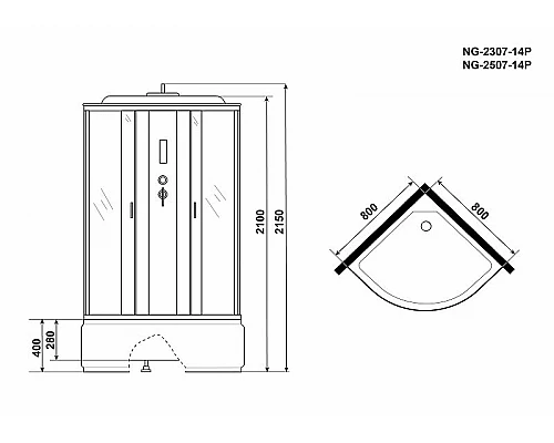 Заказать Душевая кабина Niagara Classic 80x80 NG-2307-14P без гидромассажа в магазине сантехники Santeh-Crystal.ru