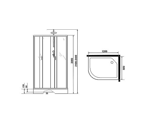 Заказать Душевая кабина Niagara Classic 120х80 R NG-3512-14RBKT без гидромассажа в магазине сантехники Santeh-Crystal.ru