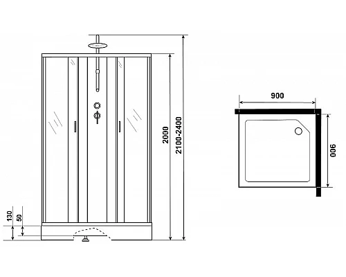 Заказать Душевая кабина Niagara Classic 90х90 NG-1101-14BKT без гидромассажа в магазине сантехники Santeh-Crystal.ru