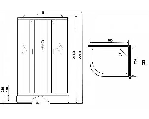 Приобрести Душевая кабина Niagara Classic 90х70 R NG-33974-14RF с гидромассажем в магазине сантехники Santeh-Crystal.ru