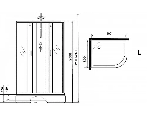 Приобрести Душевая кабина Niagara Classic 90х80 L NG-33984-14LBKT без гидромассажа в магазине сантехники Santeh-Crystal.ru