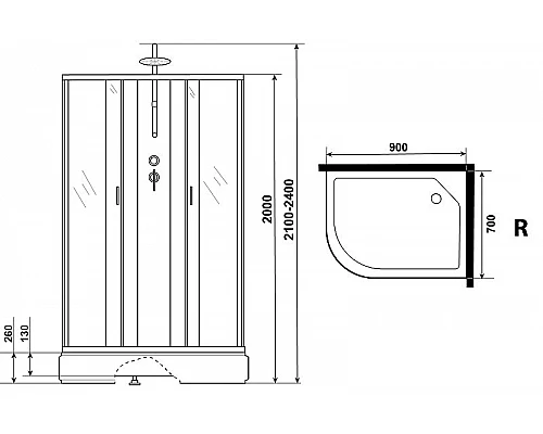 Купить Душевая кабина Niagara Classic 90х80 R NG-33984-14RBKT без гидромассажа в магазине сантехники Santeh-Crystal.ru