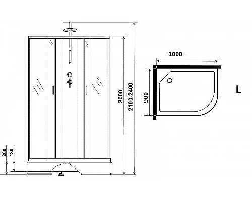 Приобрести Душевая кабина Niagara Classic 100х90 L NG-33094-14LBKT без гидромассажа в магазине сантехники Santeh-Crystal.ru