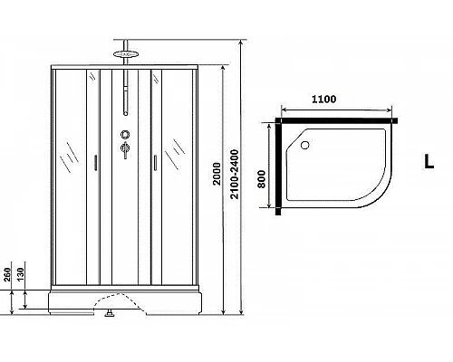Купить Душевая кабина Niagara Classic 110х80 L NG-33184-14LBKTG с гидромассажем в магазине сантехники Santeh-Crystal.ru