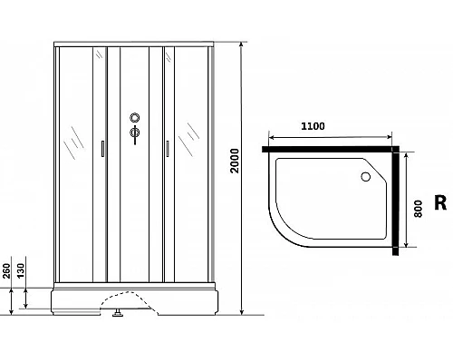 Заказать Душевая кабина Niagara Classic 110х80 R NG-33184-14RBK без гидромассажа в магазине сантехники Santeh-Crystal.ru
